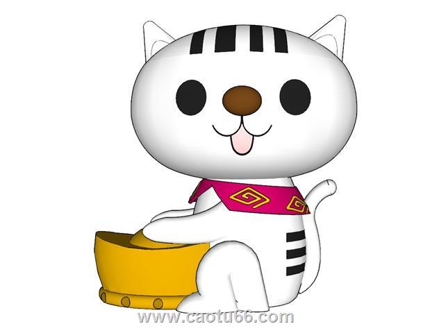 招财猫摆件SU模型