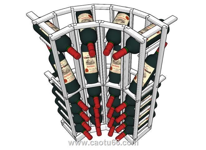 红酒酒瓶酒架SU模型