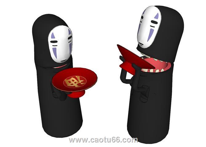日式摆件脸谱SU模型