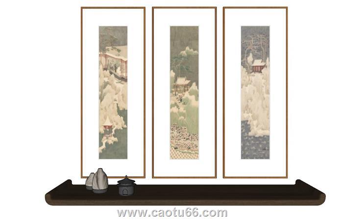 中式装饰画墙饰SU模型