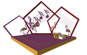 火烈鸟音符礼盒SU模型