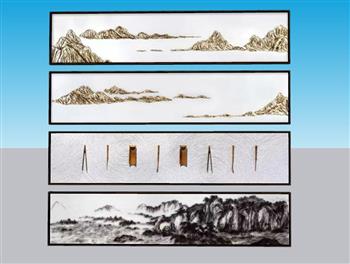 中式字画装饰画SU模型
