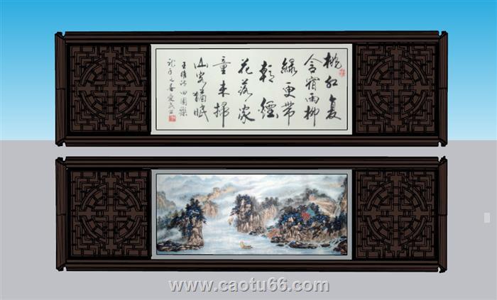 中式装饰画挂画SU模型