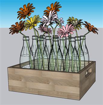 花瓶插花植物SU模型