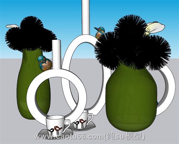 花瓶装饰摆件SU模型