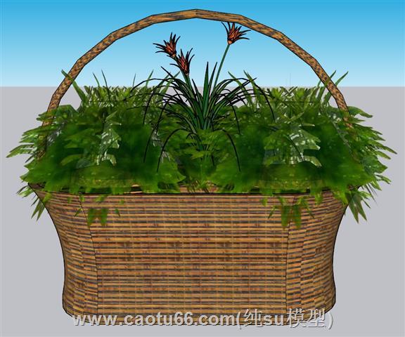 花篮植物装饰SU模型