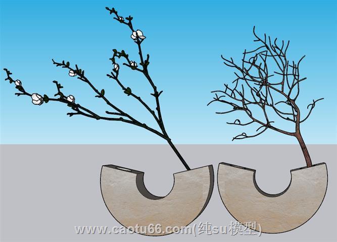 棉花插花花瓶SU模型