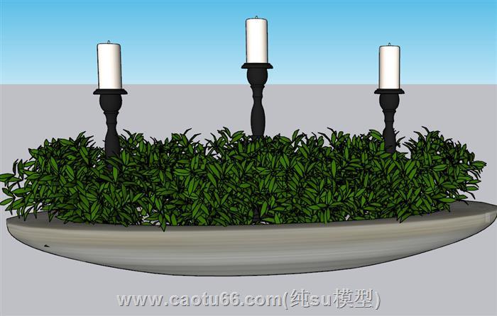 花盆蜡烛台装饰SU模型