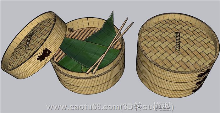 蒸屉小笼包蒸锅SU模型