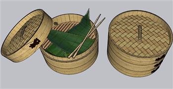 蒸屉小笼包蒸锅SU模型