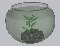 鱼缸植物花瓶SU模型 免费sketchup模型下载
