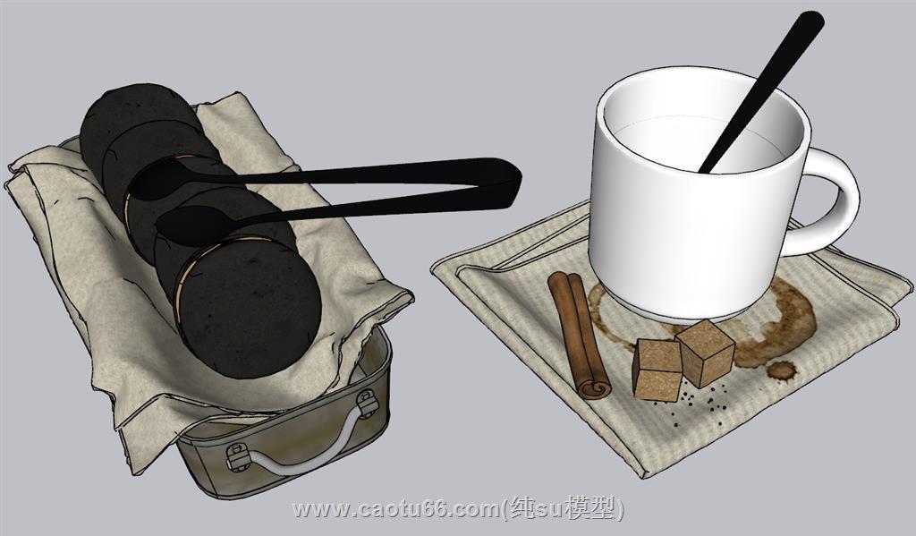 夹心饼干咖啡杯SU模型