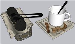 夹心饼干咖啡杯SU模型