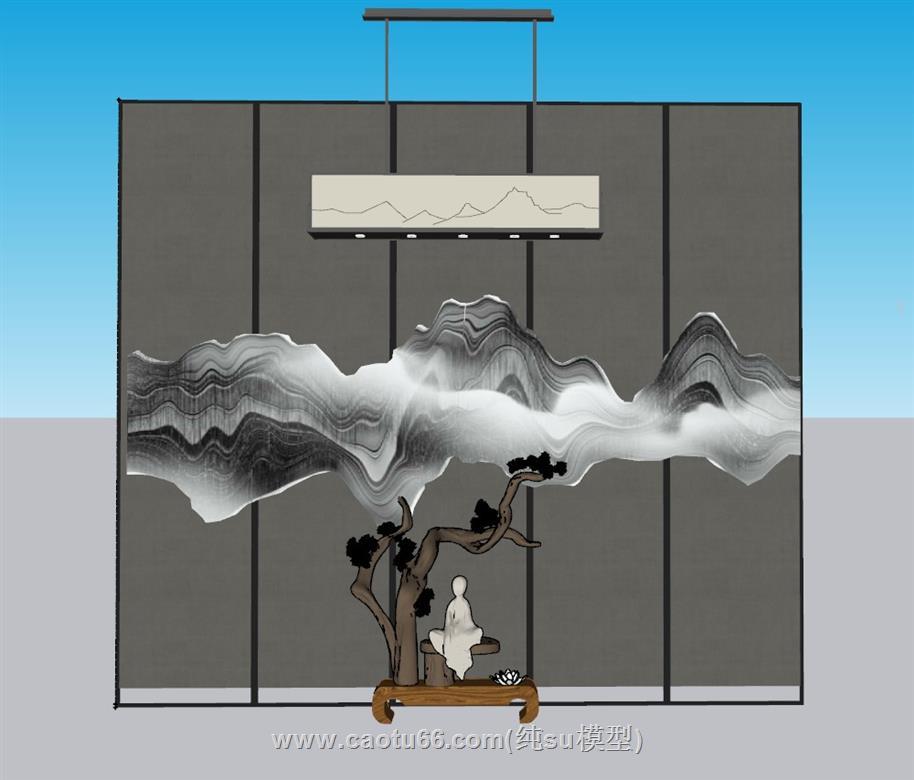 新中式禅意吊灯SU模型