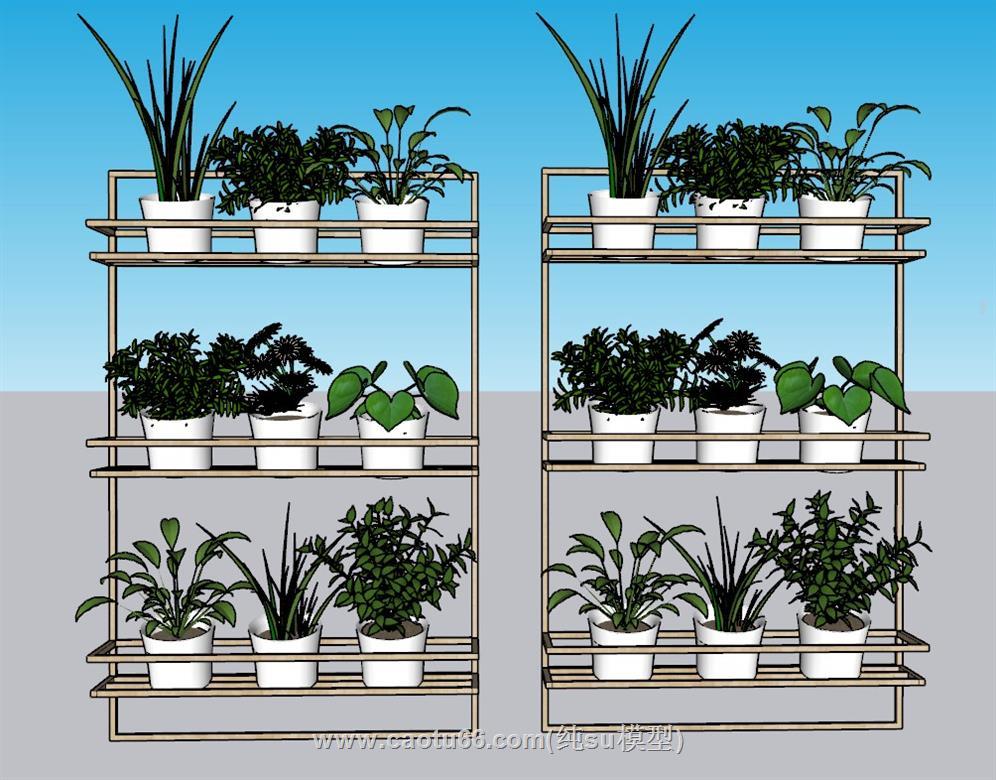 花架花盆植物SU模型