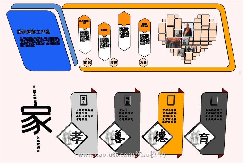居民调解宣传栏SU模型