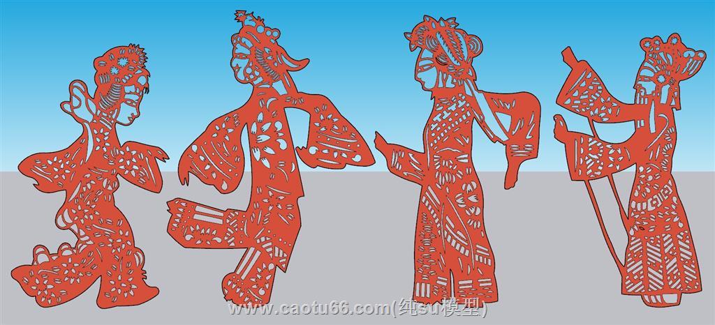 古代皮影剪纸SU模型