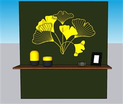叶子墙饰品花瓶SU模型 免费sketchup模型下载