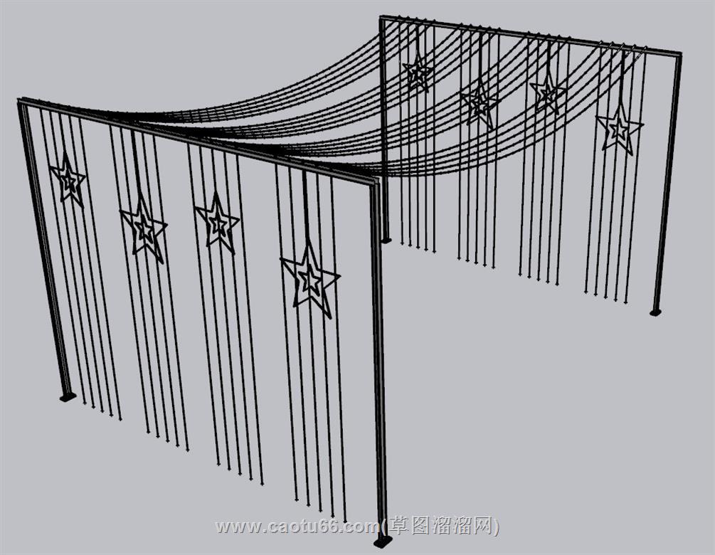 五角星装饰帘幕SU模型