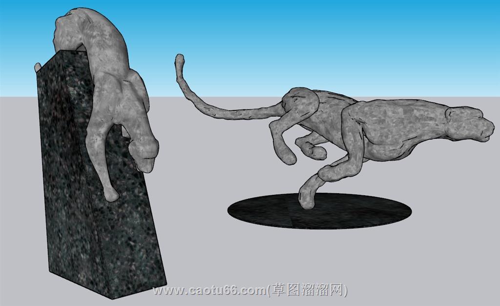 豹子动物工艺品SU模型