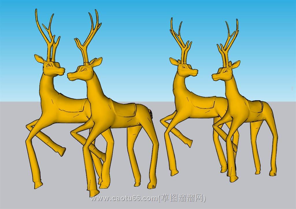 小鹿工艺品摆件SU模型