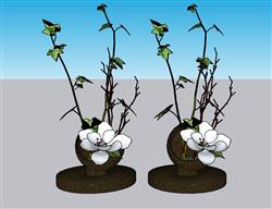 装饰花盆插花SU模型