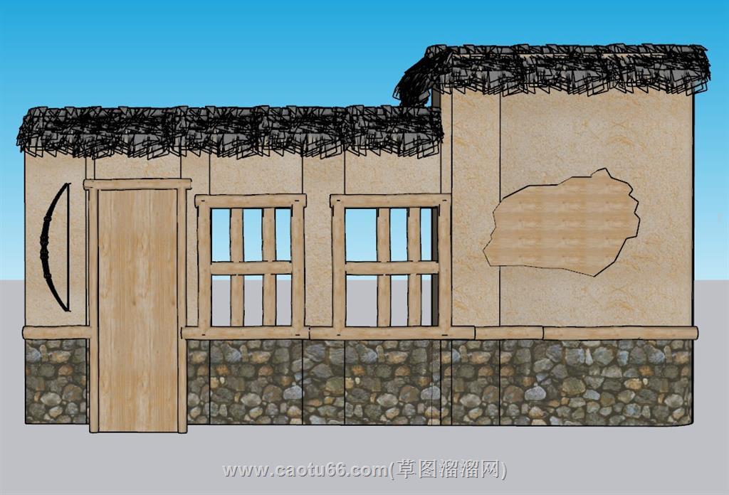 农村围墙弓箭SU模型