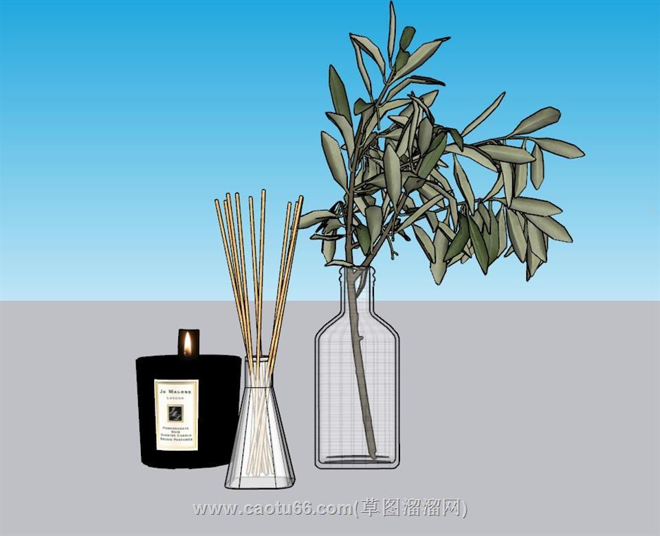 花瓶装饰蜡烛SU模型