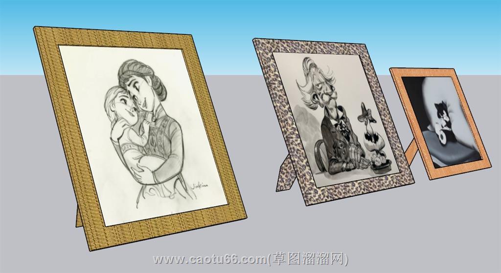 照片摆台相片框SU模型