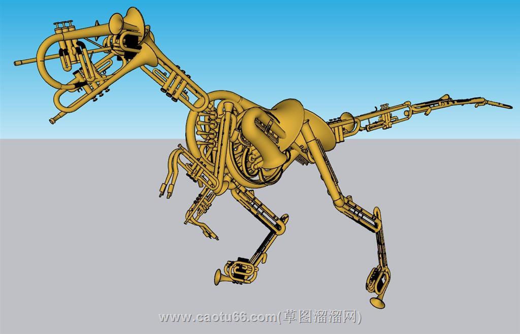 恐龙艺术品摆件SU模型