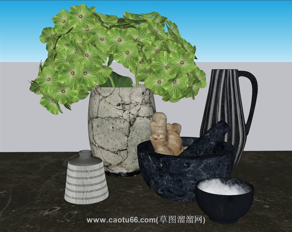生姜花瓶装饰SU模型