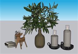 花瓶小鹿装饰SU模型