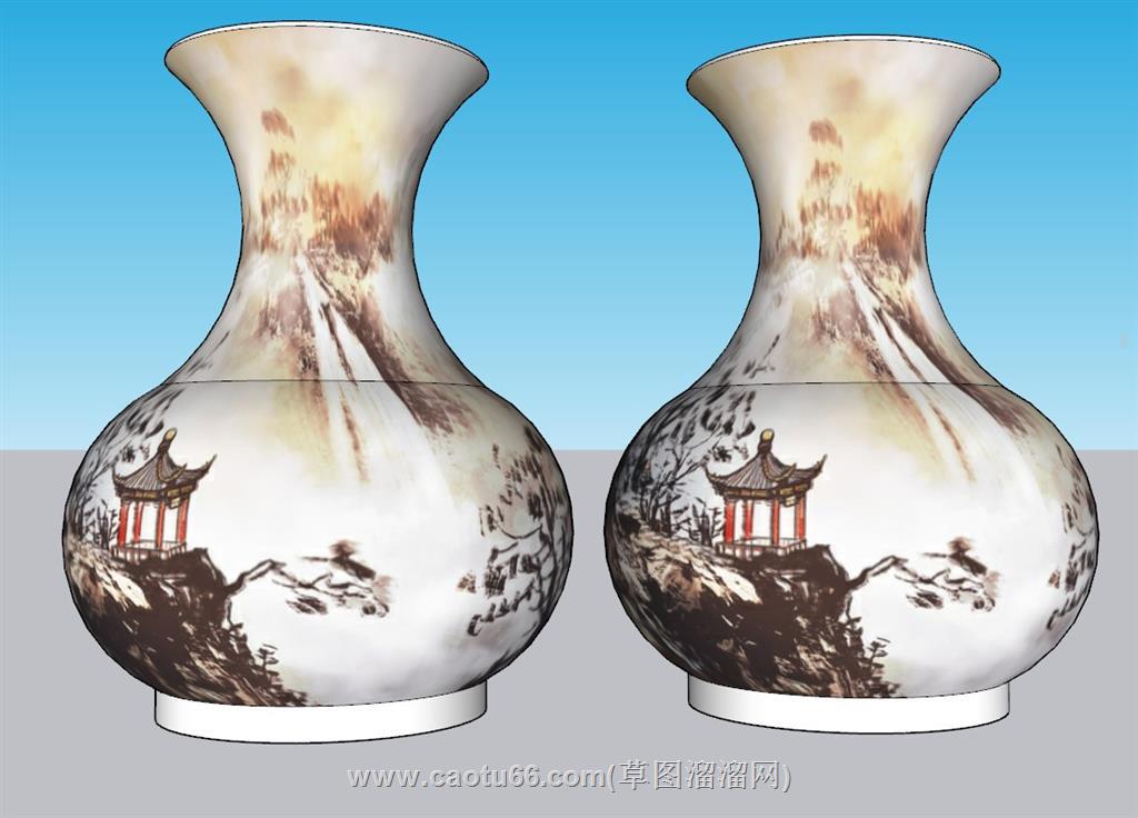 中式花瓶装饰SU模型