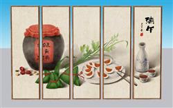 端午节装饰画背景画SU模型 免费sketchup模型下载