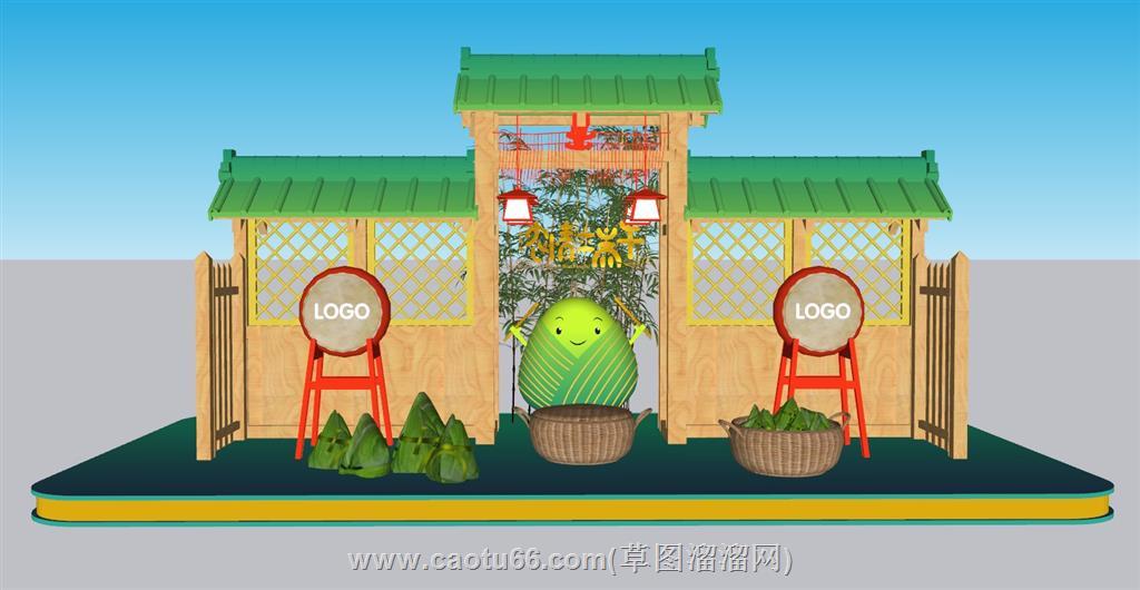 端午节粽子美陈SU模型