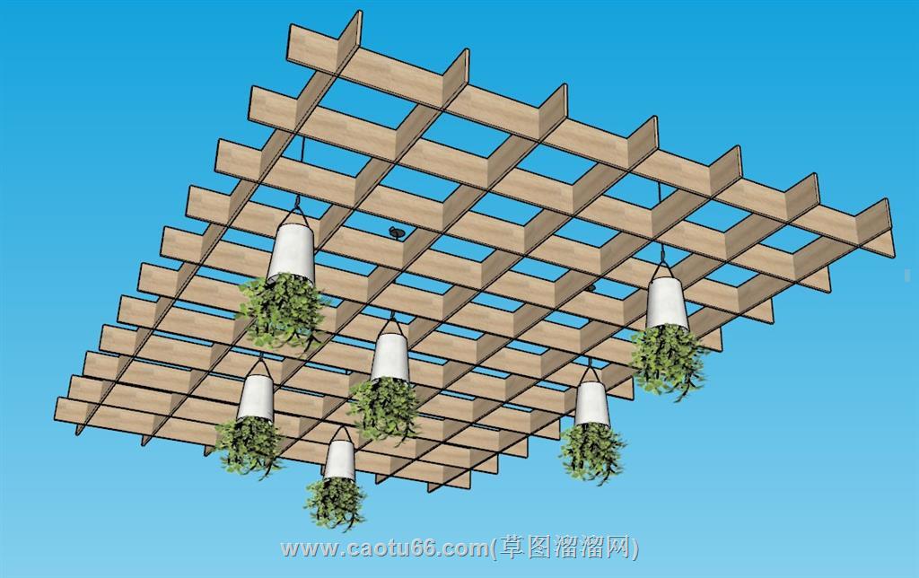 木质吊顶吊篮SU模型