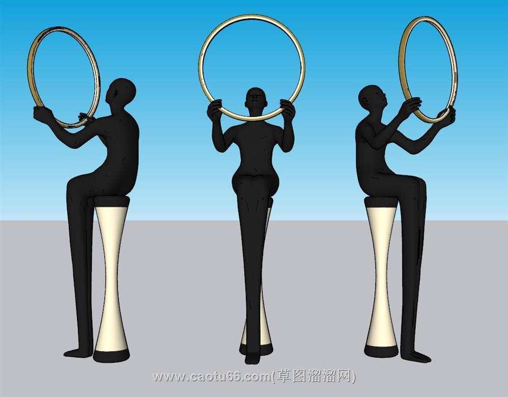 抽象人物摆件SU模型