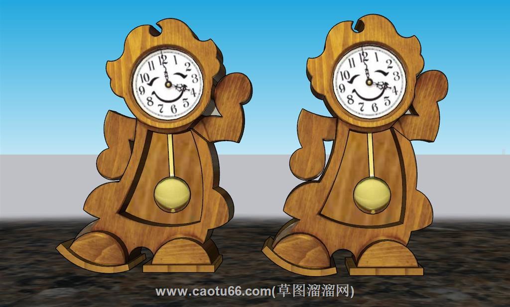 落地钟装饰钟摆件SU模型
