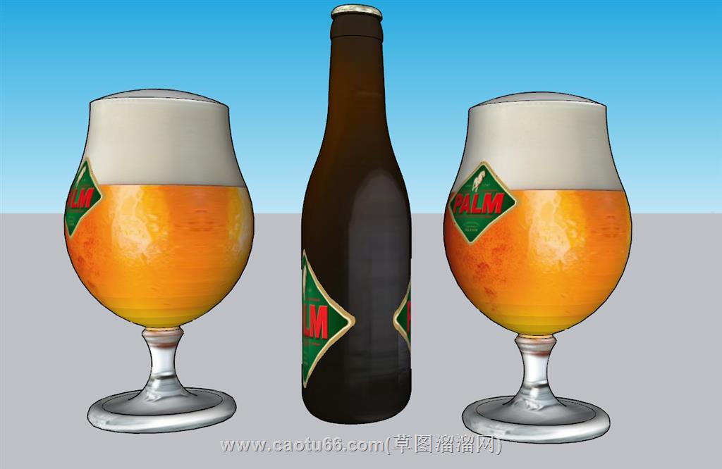 啤酒酒瓶酒杯SU模型