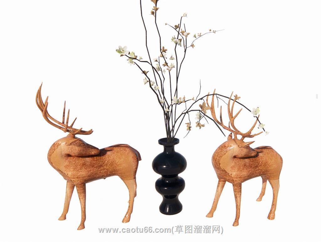 小鹿花瓶工艺品SU模型
