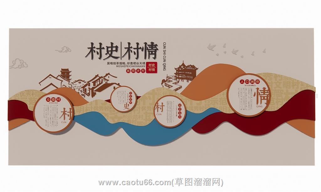 村史村情文化墙SU模型