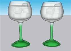 高脚杯酒杯冰块SU模型