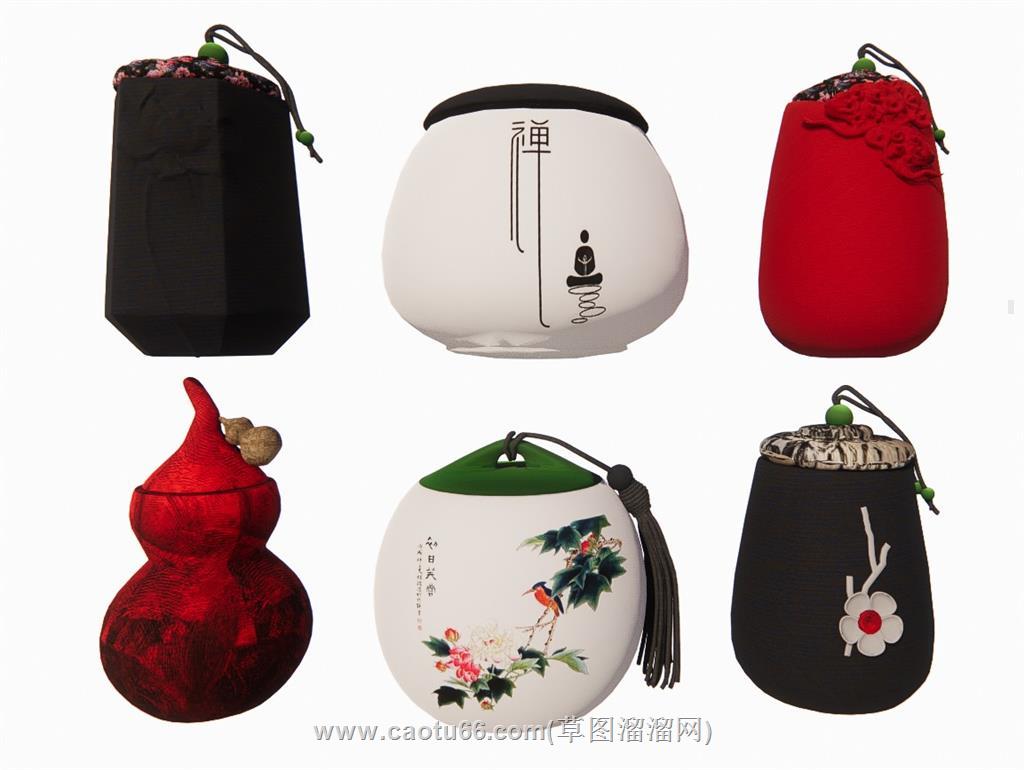 茶叶罐陶罐茶叶SU模型