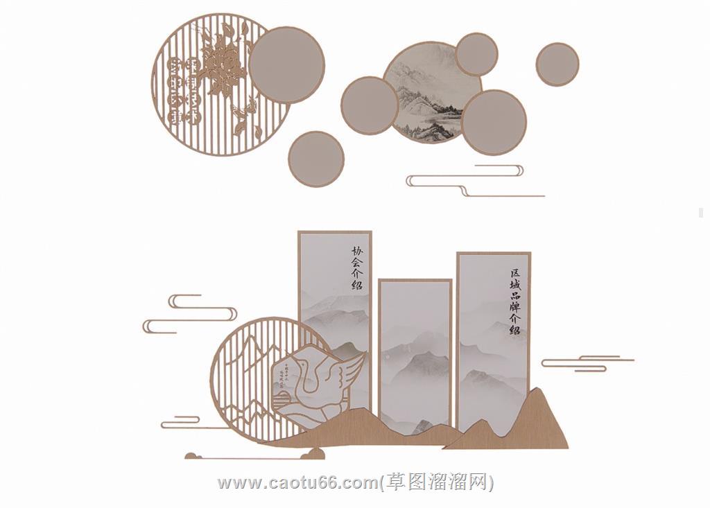 茶文化文化墙SU模型