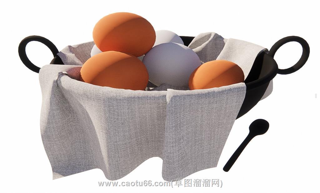 篮子鸡蛋装饰SU模型