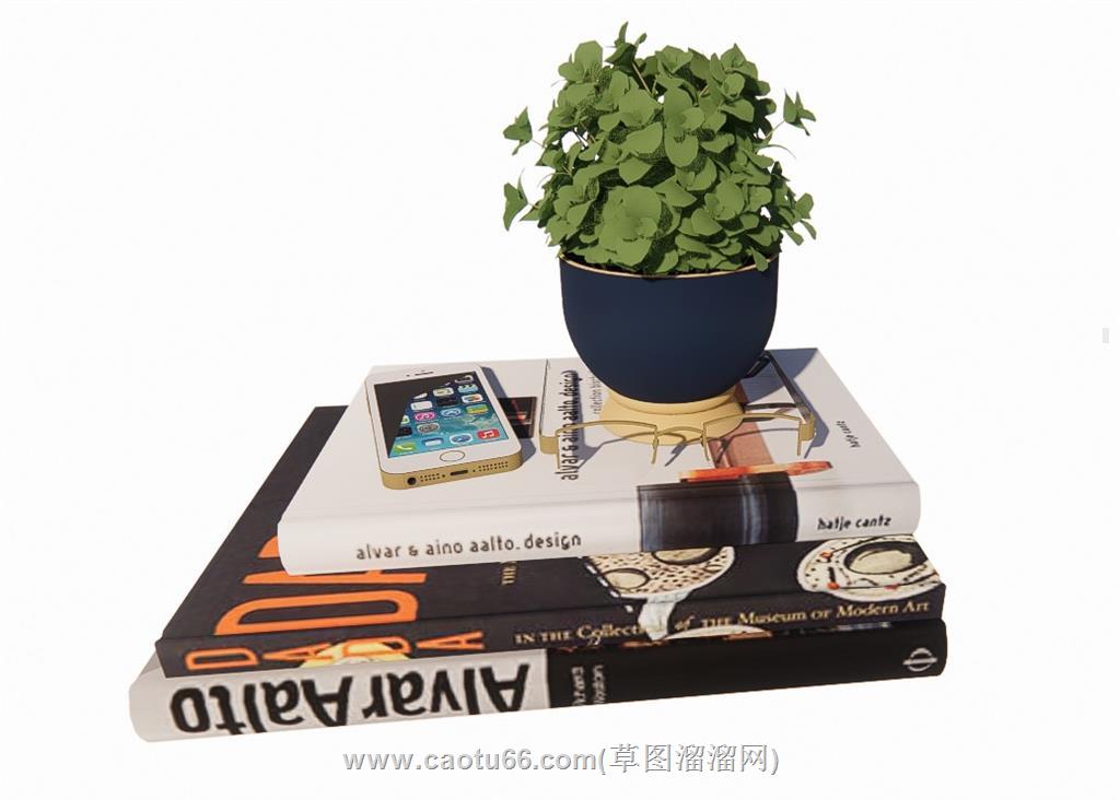 书本手机眼镜SU模型