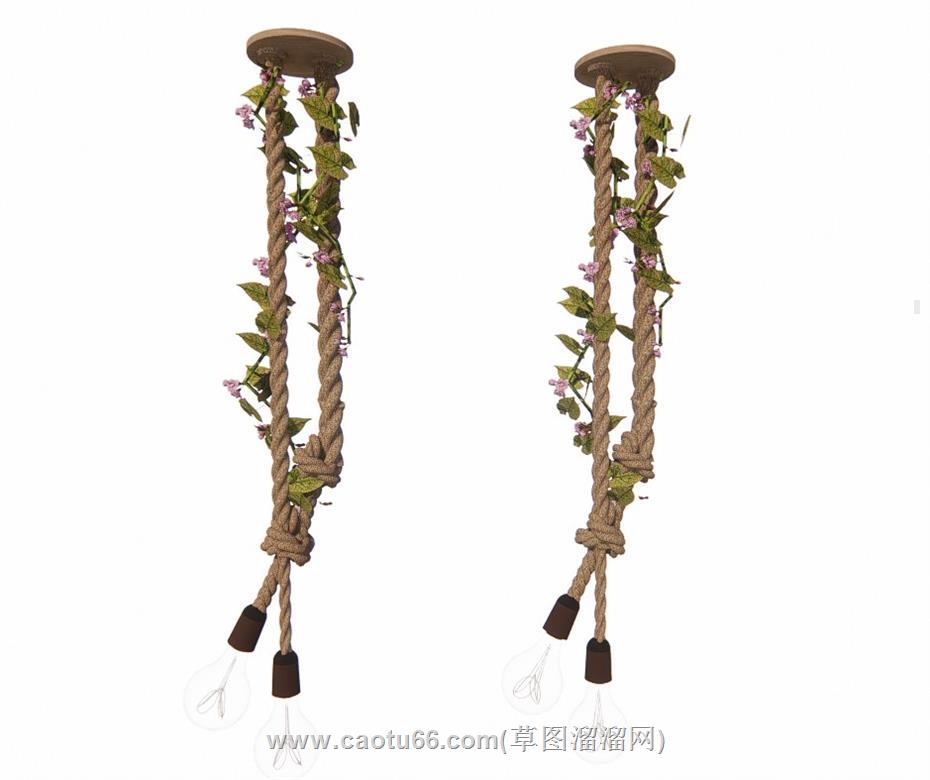 装饰麻绳吊灯SU模型