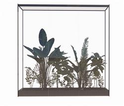 绿植背景墙装饰SU模型