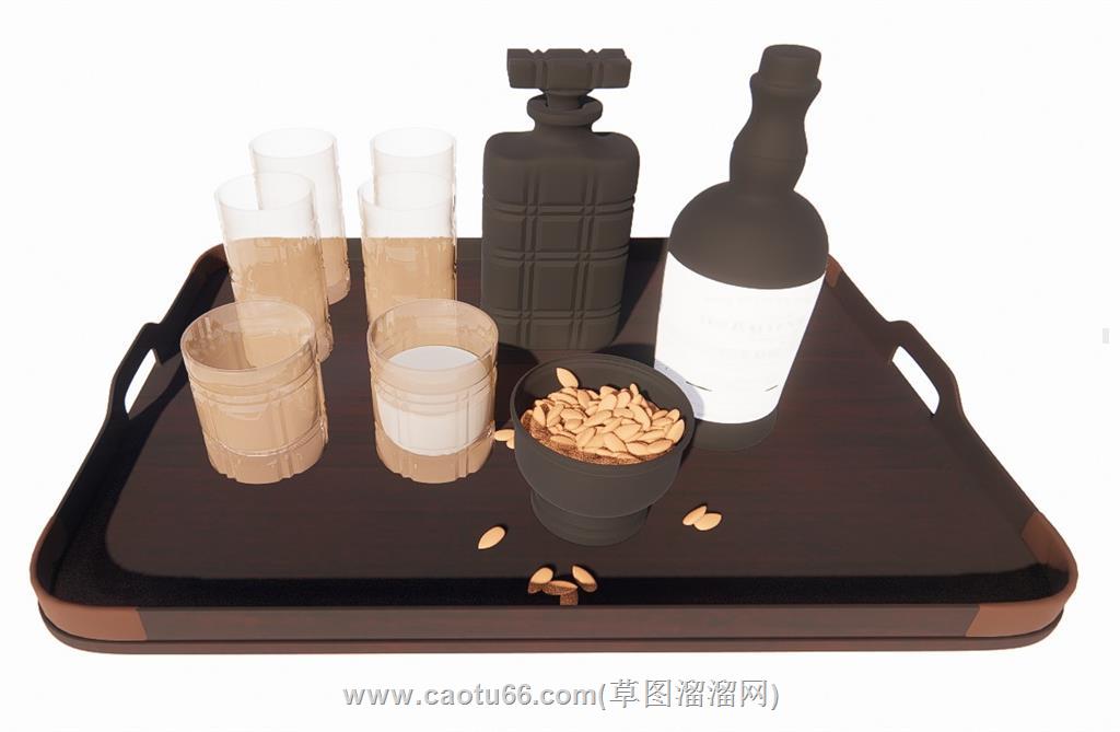 装饰托盘瓶子SU模型