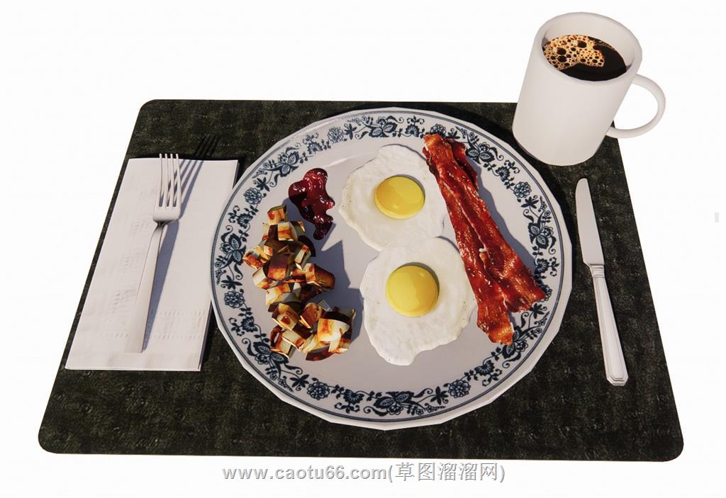 咖啡西餐食物SU模型